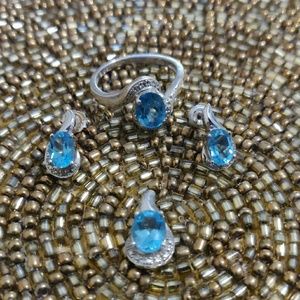 Blue topaz and Sterling silver set